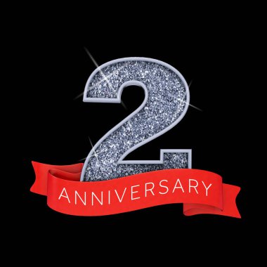 2 numaralı gümüş köpüklü yıldönümleri kutlama afişi. 3d Render