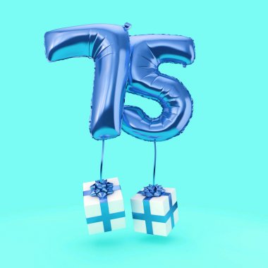 Numara 75 doğum günü kutlama folyo helyum balon hediyeler i. 3d Render