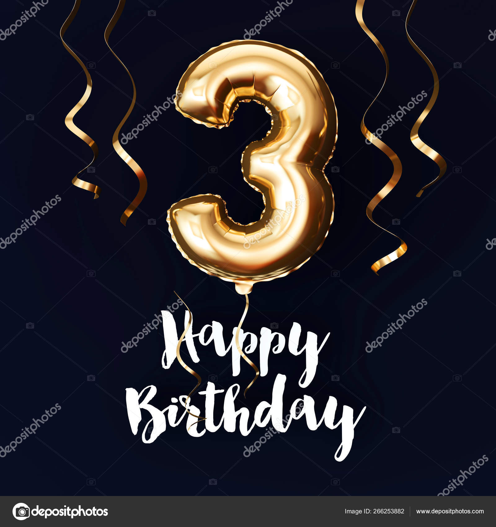 Make your little one\'s 3rd birthday a day to remember with this gorgeous gold foil balloon background with ribbons. This cheerful display will light up the room and make your child feel like a superstar!
