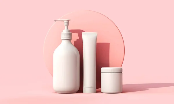 Leere weiße Kosmetikhautpflegebehälter. 3D-Darstellung — Stockfoto