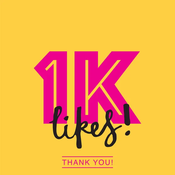 1K 는 온라인 소셜 미디어를 좋아배너 감사합니다 — 스톡 벡터