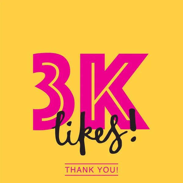 3k le gusta las redes sociales en línea gracias banner — Vector de stock