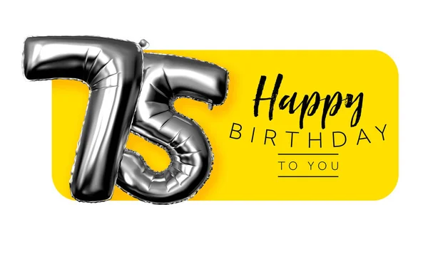 Boldog 75th születésnap sárga üdvözlés háttér. 3D renderelés — Stock Fotó