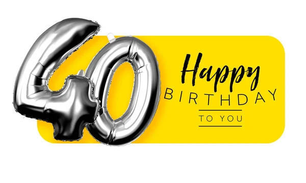 Joyeux 40e anniversaire jaune fond de salutation. Rendu 3D — Photo