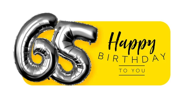 Happy 65th birthday yellow greeting background. 3D Rendering — Stock Photo, Image