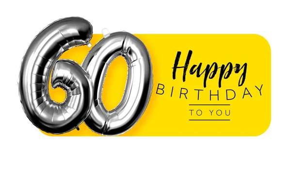 Happy 60th birthday yellow greeting background. 3D Rendering — Stock Photo, Image