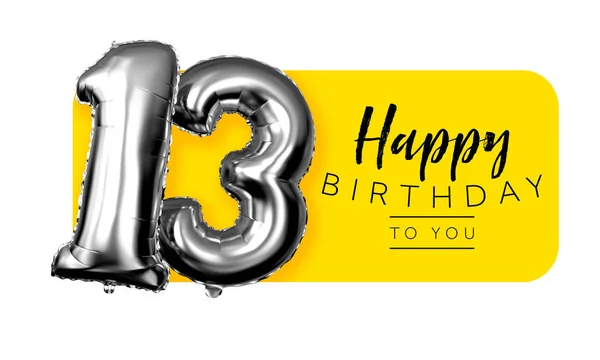 Feliz cumpleaños 13 amarillo saludo fondo. Renderizado 3D — Foto de Stock