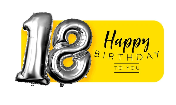 Feliz cumpleaños 18 amarillo saludo fondo. Renderizado 3D — Foto de Stock