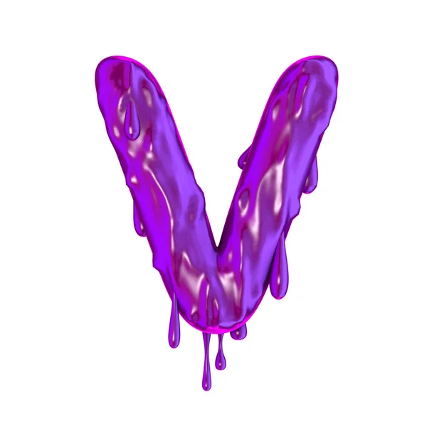 Фиолетовый капающий слизь Хэллоуин заглавная буква V — стоковое фото
