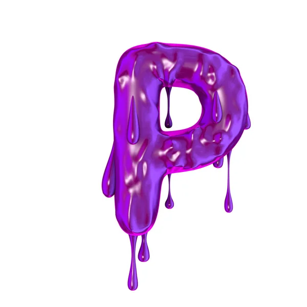 Purple dripping slime halloween capital letter P — Stock Photo, Image