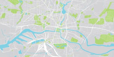 Kaliningrad kentsel vektör şehir haritası, Rusya