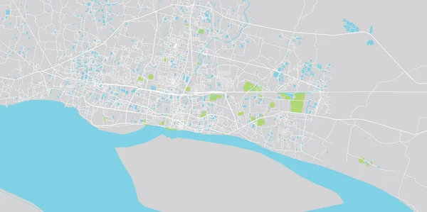 Mapa da cidade de vetores urbanos de Rajshahi, Bangladesh — Vetor de Stock