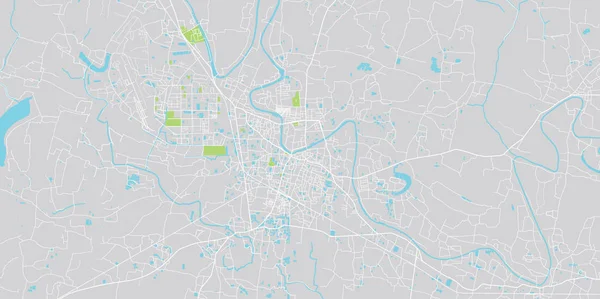 Mapa da cidade de vetor urbano de Jessore, Bangladesh — Vetor de Stock