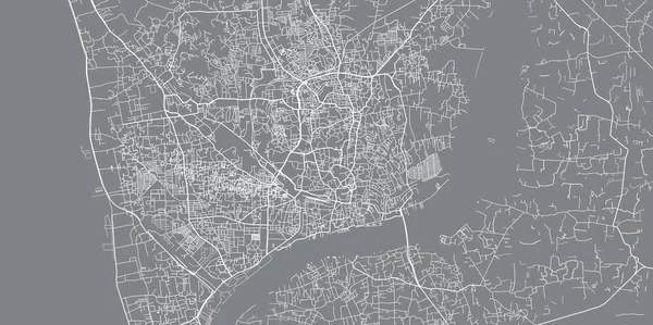 Mapa da cidade de vetores urbanos de Chittagong, Bangladesh — Vetor de Stock