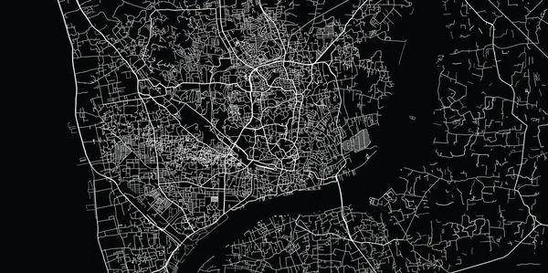 Mapa da cidade de vetores urbanos de Chittagong, Bangladesh — Vetor de Stock