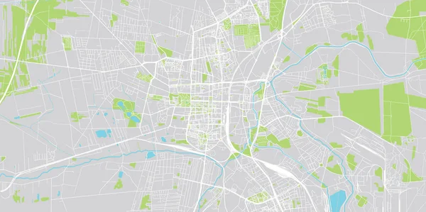 Stedelijke vector stad kaart van Czestochowa, Polen — Stockvector