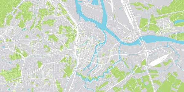 Vecteur urbain carte de ville de Gdansk, Pologne — Image vectorielle