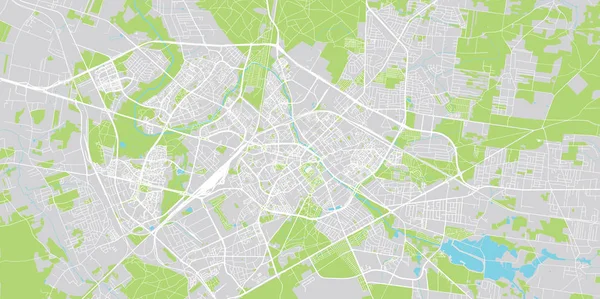 Mapa da cidade de vetores urbanos de Bialystok, Polônia — Vetor de Stock