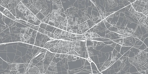 Stedelijke vector stad kaart van Katowice, Polen — Stockvector