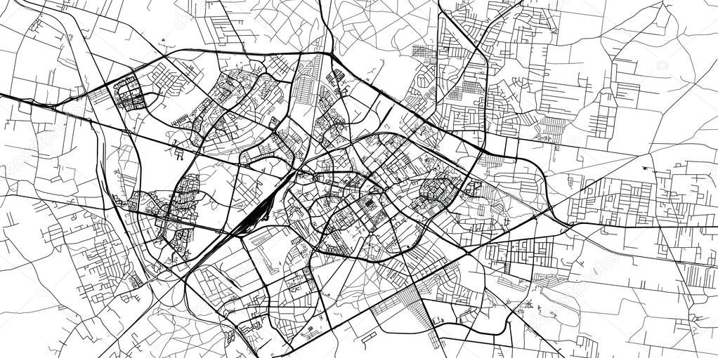 Urban vector city map of Bialystok, Poland