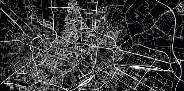卢布林城市矢量城市地图， 波兰 — 图库矢量图片