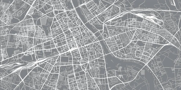Stadtplan von Warschau, Polen — Stockvektor