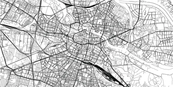 Mapa da cidade de vetores urbanos de Wroclaw, Polônia — Vetor de Stock