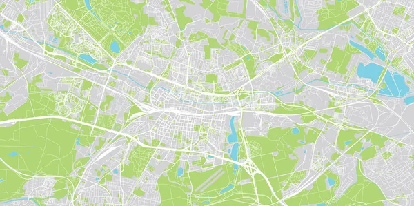 Mapa urbano de Katowice, Polonia — Vector de stock