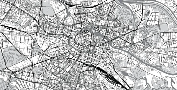 Vecteur urbain carte de ville de Wroclaw, Pologne — Image vectorielle