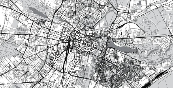 Mapa da cidade de vetor urbano de Poznan, Polônia — Vetor de Stock