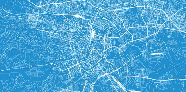 Mappa città vettoriale urbana di Cracovia, Polonia — Vettoriale Stock