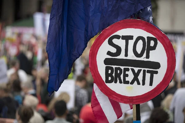 Остановите знак Брексита на политической акции протеста в Лондоне — стоковое фото