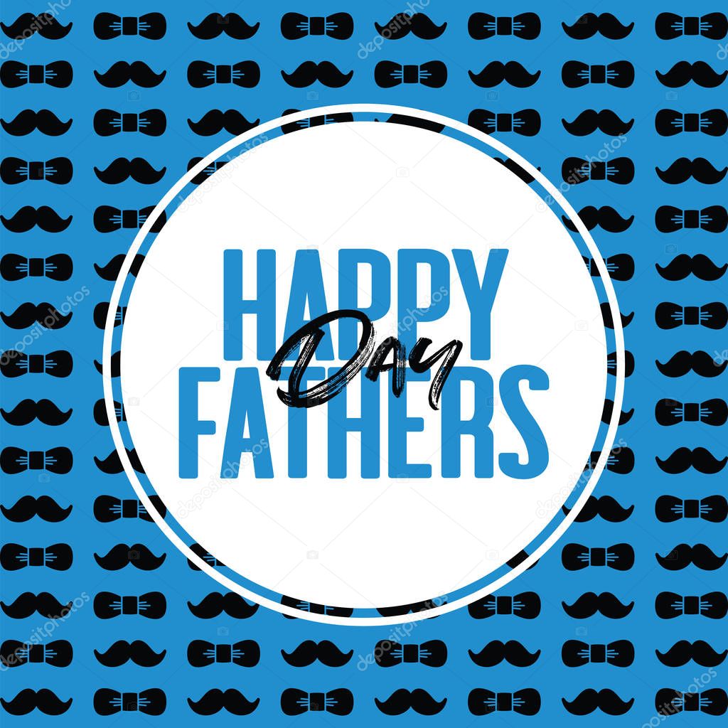 Happy fathers day message with mustache and bow tie background