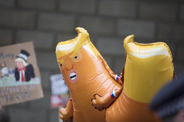LONDON, UK - June 4th, 2019: Baby Donald Trump helium balloons during an Anti Trump rally in Central London — Stock Photo, Image