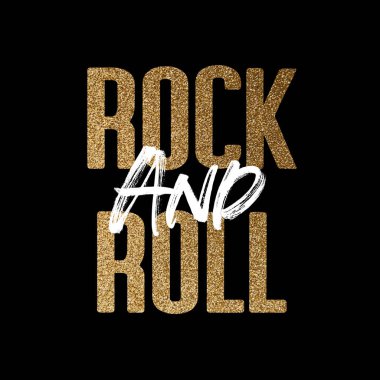 Rock and roll, altın ve beyaz ilham verici motivasyon teklif