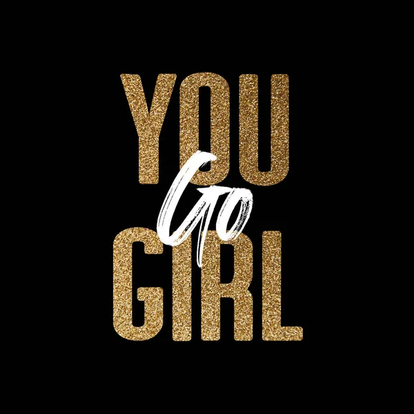 Du går flicka, guld och vit inspirerande motivation citat — Stockfoto
