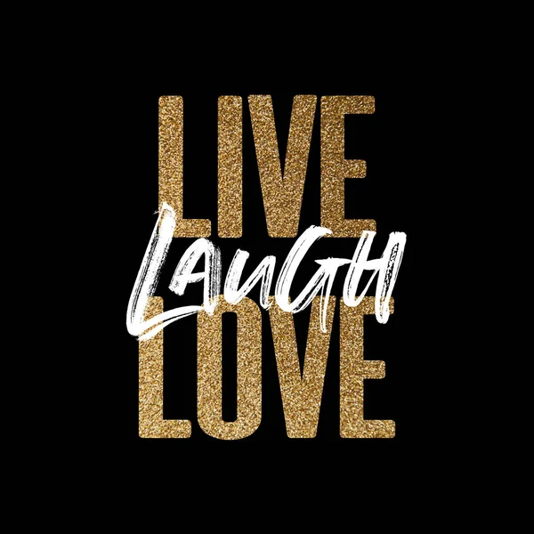 Élő nevetés szerelem, arany-és fehér inspiráló motiváció idézet — Stock Fotó