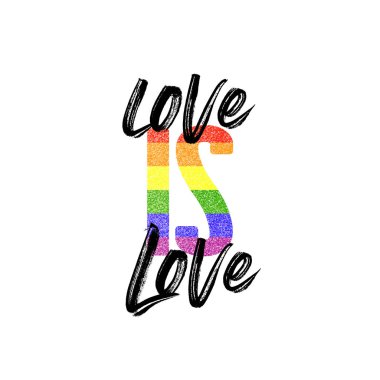 Aşk aşk bayrağıdır. Gay Lgbtq gökkuşağı bayrağı afiş