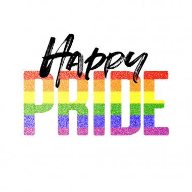 Mutlu gurur afişi. Gay Lgbtq gökkuşağı bayrağı afiş