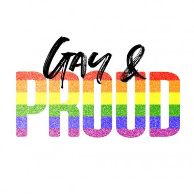Gay ve gururlu afiş. Gay Lgbtq gökkuşağı bayrağı afiş