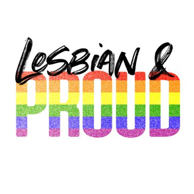 Lezbiyen ve gururlu afiş. Gay Lgbtq gökkuşağı bayrağı afiş