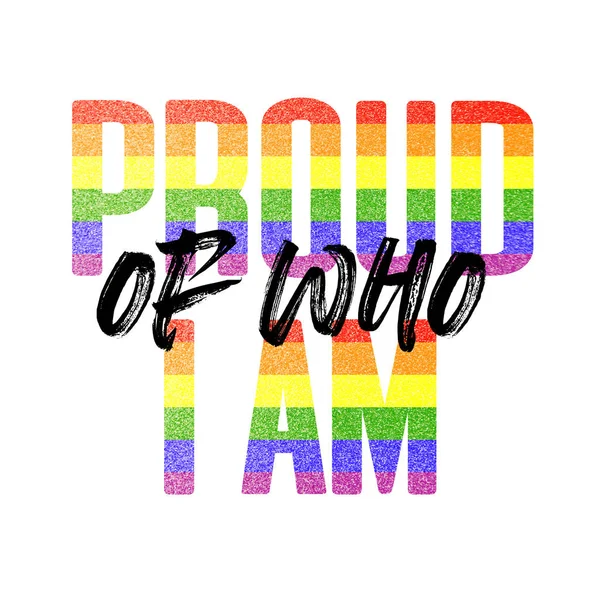 Kim olduğumla gurur duyuyorum banner. Gay Lgbtq gökkuşağı bayrağı afiş