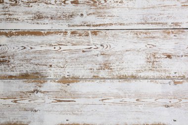 Beyaz ahşap döşeme tahtaları. Sıkıntılı yıpranmış döşeme tahtası arka plan beyaz boyalı