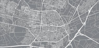 Tilburg kentsel vektör şehir haritası, Hollanda