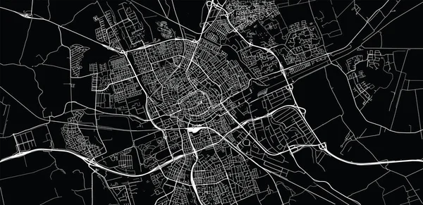 Mapa da cidade de vetores urbanos de Groningen, Países Baixos — Vetor de Stock