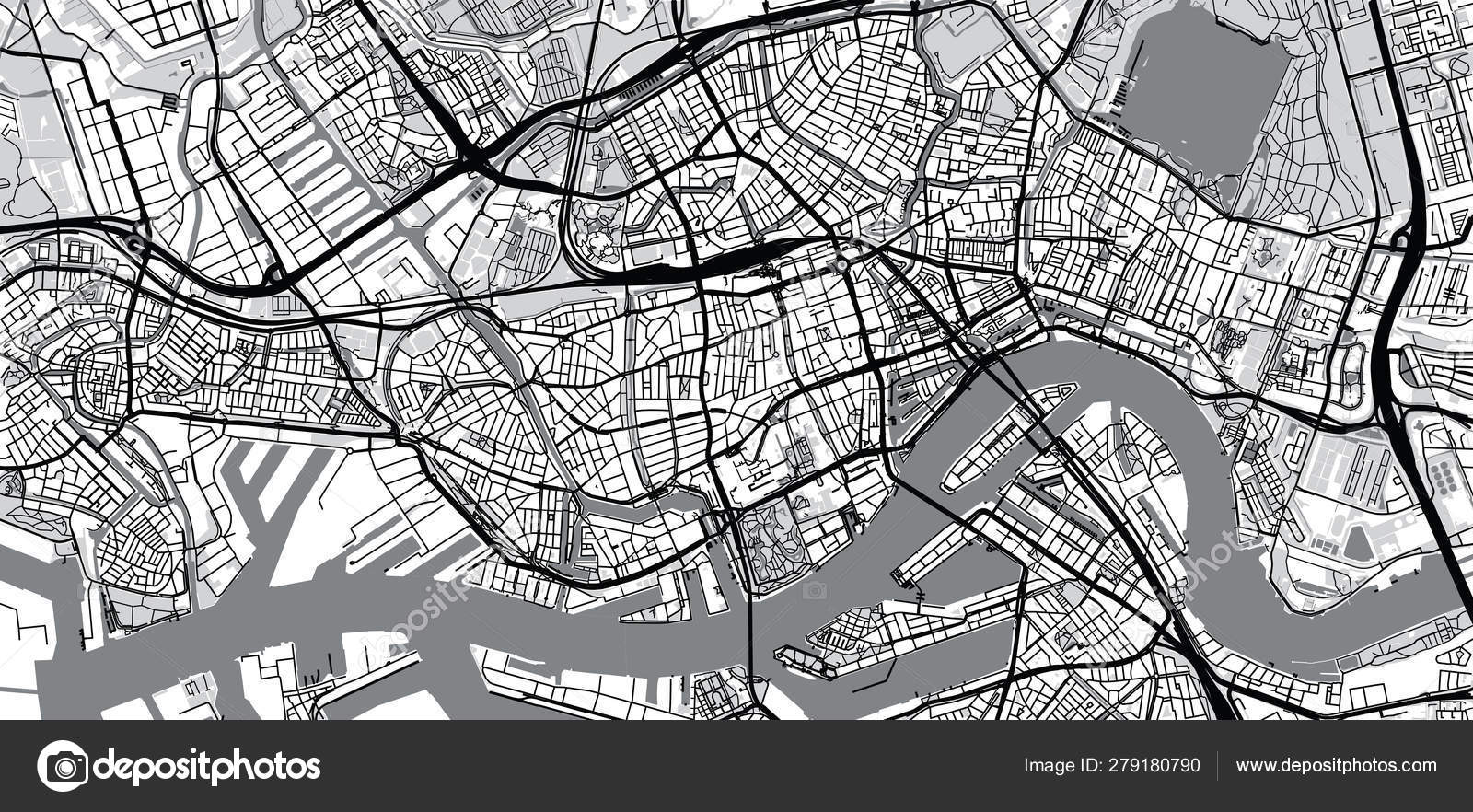 Urban Vector City Map Of Rotterdam The Netherlands Stock Vector Image By C Inkdropcreative