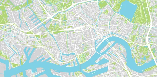 Mapa da cidade de vetores urbanos de Rotterdam, Países Baixos — Vetor de Stock