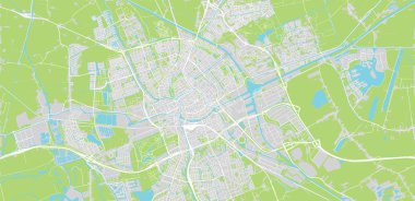 Groningen kentsel vektör şehir haritası, Hollanda