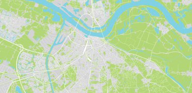 Nijmegen kentsel vektör şehir haritası, Hollanda