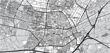 Tilburg kentsel vektör şehir haritası, Hollanda